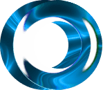 Abstract blue glowing circle with intricate swirled patterns and a dark center.